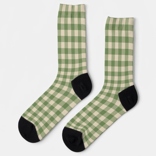 Sage Green Ish Preppy Gingham Plaid Sokken (Links)