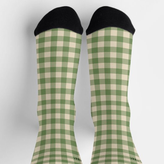 Sage Green Ish Preppy Gingham Plaid Sokken (Top)
