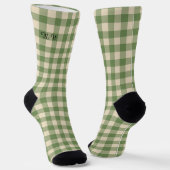 Sage Green Ish Preppy Gingham Plaid Sokken (Gebogen)