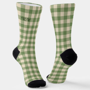 Sage Green Ish Preppy Gingham Plaid Sokken