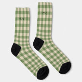 Sage Green Ish Preppy Gingham Plaid Sokken (Rechts)