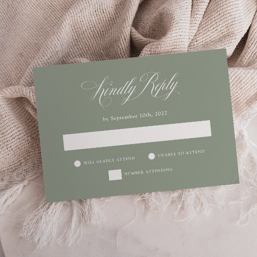 Sage Green | Italiaanse elegantie bruiloft RSVP Kaartje