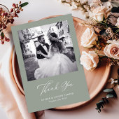 Sage Green | Italiaanse elegantie Twee foto bruilo Bedankkaart