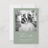 Sage Green | Italiaanse elegantie Twee foto bruilo Bedankkaart (Voorkant)