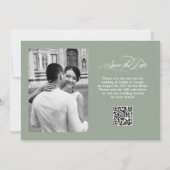 Sage Green | Italiaanse Elegantie Twee Foto QR-cod Save The Date (Achterkant)