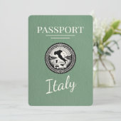 Sage Green Italië Paspoort Save The Date (Staand voorkant)