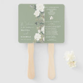 Sage Green Ivory Chinoiserie Wedding Programme Handwaaier (Voorkant en achterkant)