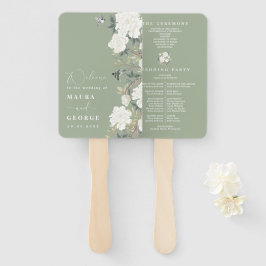 Sage Green Ivory Chinoiserie Wedding Programme Handwaaier
