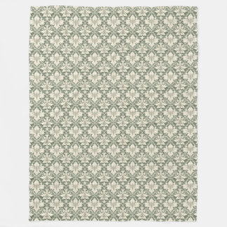 Sage Green & Ivory Damask Pattern Fleece Blanket