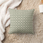 Sage Green & Ivory Damask Print Throw Cushion Kussen (Deken)
