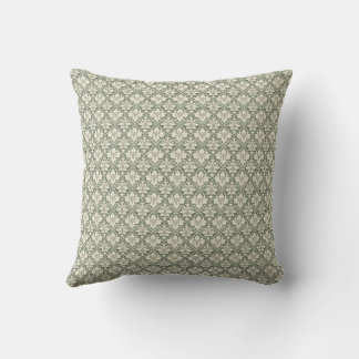 Sage Green & Ivory Damask Print Throw Cushion Kussen