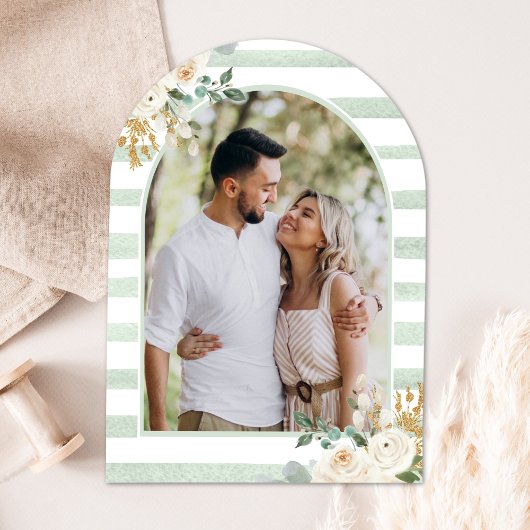 Sage Green Ivory Floral Moon Arch Vrijgezellenfees Kaart