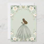 Sage Green Ivory Floral Princess Quinceañera XV 15 Kaart (Achterkant)