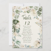 Sage Green Ivory Flower Wedding Zitting Grafiek Ka Kaart (Voorkant)
