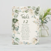 Sage Green Ivory Flower Wedding Zitting Grafiek Ka Kaart (Staand voorkant)