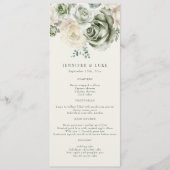 Sage Green Ivory Flowers Wedding Menu (Voorkant)