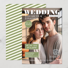 Sage Green & Ivory Magazine Trouwfoto Kaart