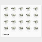 Sage Green Ivory Muted Floral Wedding | Ronde Sticker (Vel)