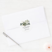 Sage Green Ivory Muted Floral Wedding | Ronde Sticker (Envelop)