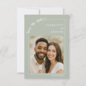 Sage Green Ivory photo wedding Save the Date (Voorkant)