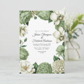 Sage Green & Ivory Watercolor Floral Wedding Kaart (Staand voorkant)