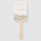 Sage Green Ivory Wedding Fan Program Handwaaier (Voorkant)