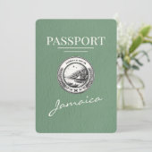 Sage Green Jamaica Passport Bewaar de datum Save The Date (Staand voorkant)
