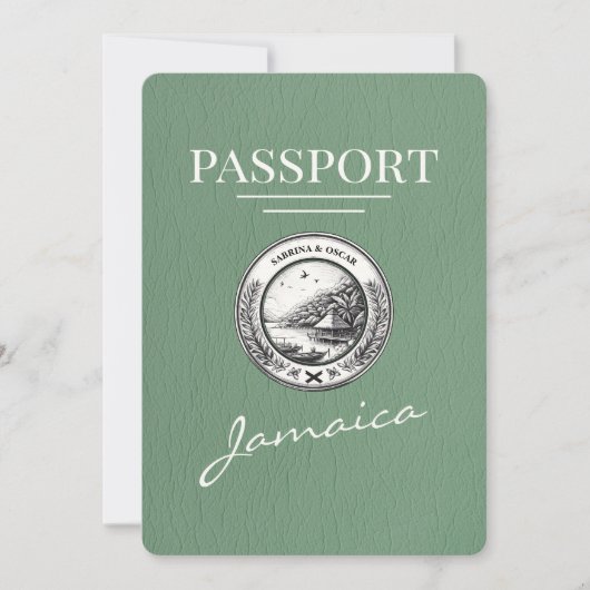 Sage Green Jamaica Passport Bewaar de datum Save The Date (Voorkant)