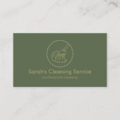 Sage green Janitorial Broom House Cleaning Visitekaartje (Voorkant)