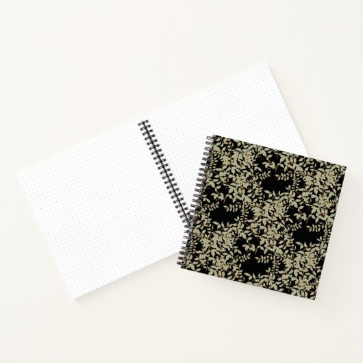 Sage Green Jasmine Leaves op Black Sketchbook Notitieboek (Binnen)