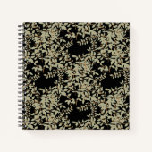 Sage Green Jasmine Leaves op Black Sketchbook Notitieboek (Voorkant)