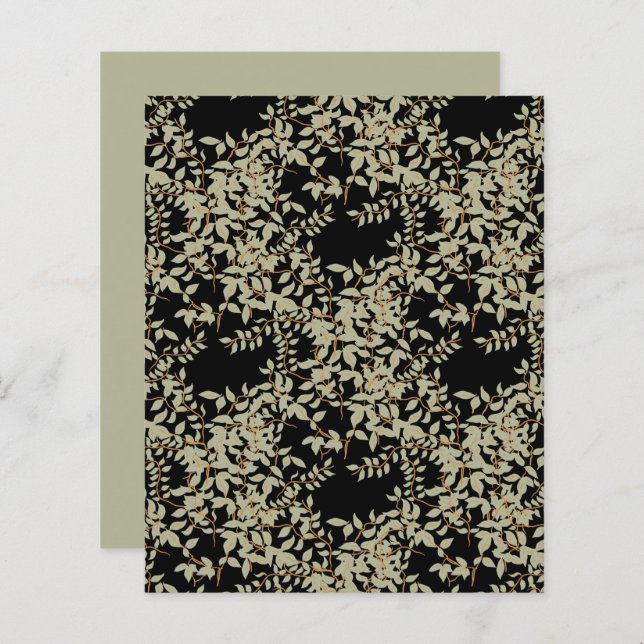 Sage Green Jasmine Vine Black Scrapbook Paper (Voorkant / Achterkant)