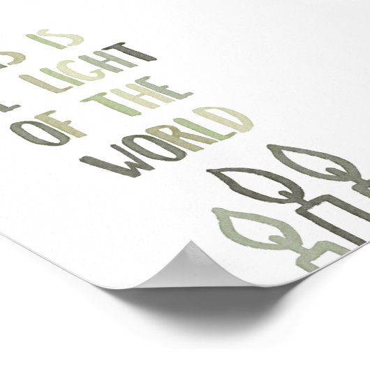 Sage green Jesus is het licht van de wereld poster (Hoek)