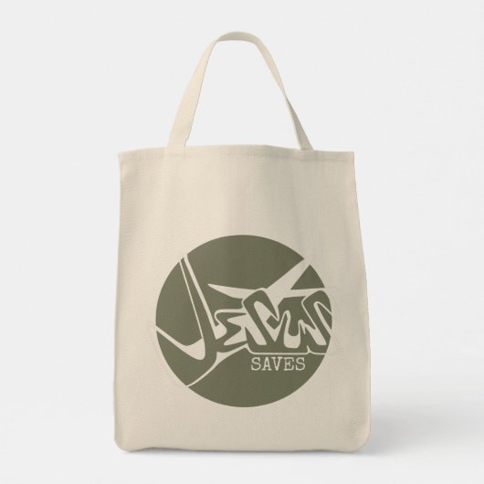 Sage Green Jesus redt graffiti Tote Bag (Achterkant)