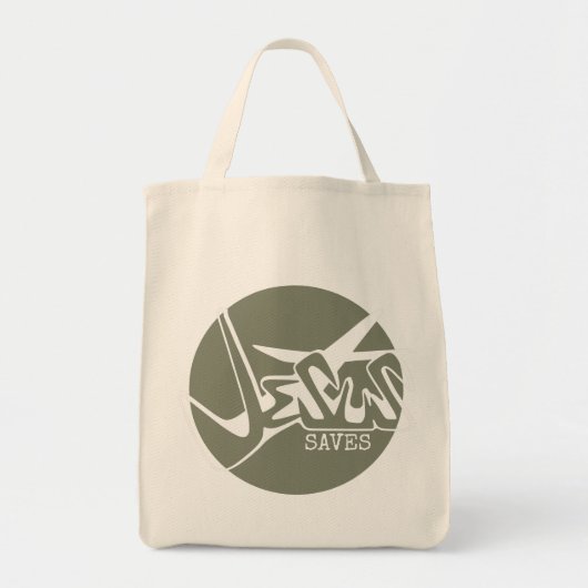 Sage Green Jesus redt graffiti Tote Bag (Voorkant)