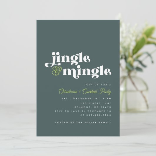 Sage Green Jingle Mingle Modern Kerstfeest Kaart (Staand voorkant)