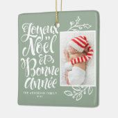 Sage Green Joyeux Noël en Bonne Année Foto Keramisch Ornament (Links)