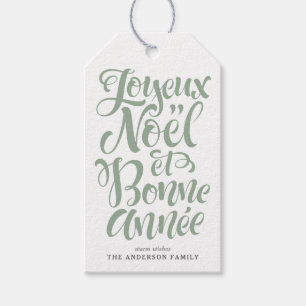 Sage Green Joyeux Noël en Bonne Année Kalligrafie Cadeaulabel