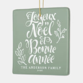 Sage Green Joyeux Noël en Bonne Année Kalligrafie Keramisch Ornament (Links)