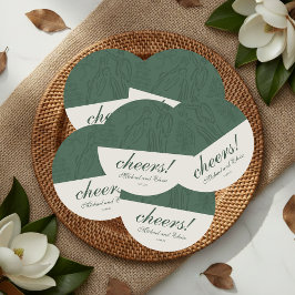 Sage Green juicht elegante gepersonaliseerde bruil Ronde Kartonnen Onderzetter