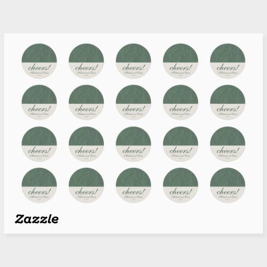 Sage Green juicht elegante gepersonaliseerde bruil Ronde Sticker (Vel)