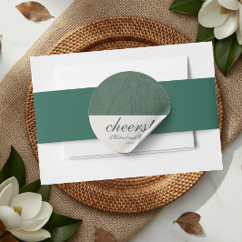 Sage Green juicht elegante gepersonaliseerde bruil Ronde Sticker