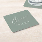 Sage Green juicht modern script minimalistische br Kartonnen Onderzetters (Schuin)