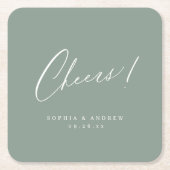 Sage Green juicht modern script minimalistische br Kartonnen Onderzetters (Voorkant)