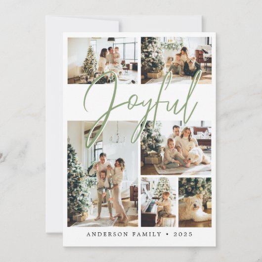 Sage Green Kerstkalligrafie Foto Feestdagenkaart