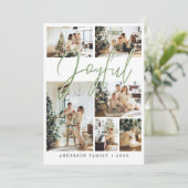 Sage Green Kerstkalligrafie Foto Feestdagenkaart (Staand voorkant)