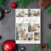 Sage Green Kerstkalligrafie Foto Feestdagenkaart