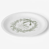 Sage Green Kerstkrans Vakantie Papieren Bordje (Gekanteld)