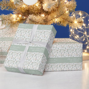 Sage green kerstmis modern minimaal botanisch cade cadeaupapier