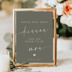 Sage Green Kisses voor Mrs Vrijgezellenfeest Game  Poster